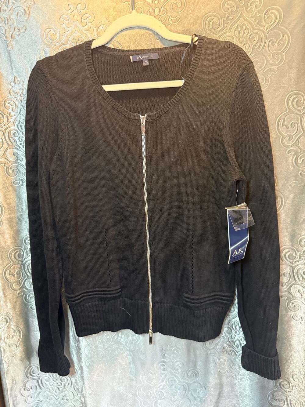 NWT Anne Klein Full Zip Cardigan Sweater Woman’s Black